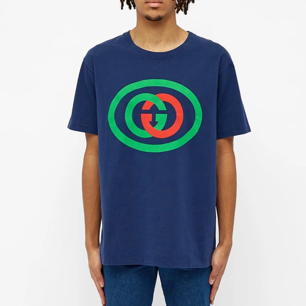 Gucci Large GG Oval Vintage Shirt Navy - New